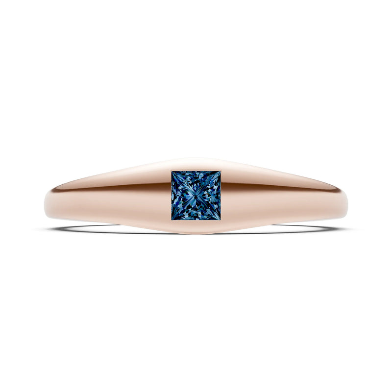 Princess Cut Gemstone Inlaid Mini Signet Ring