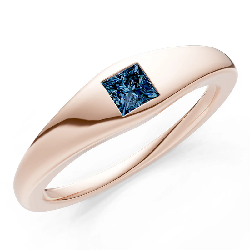 Princess Cut Gemstone Inlaid Mini Signet Ring