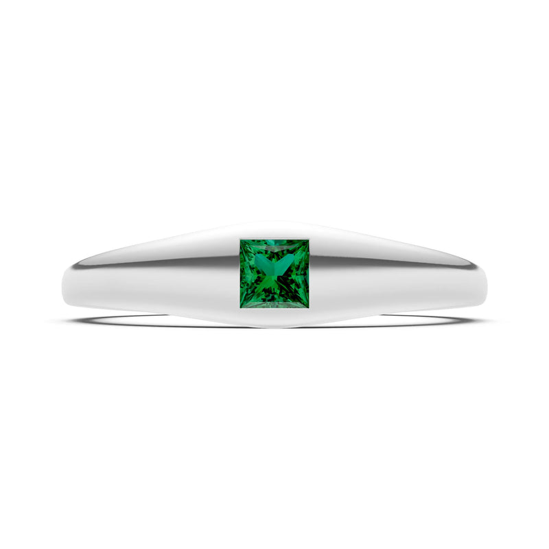 Princess Cut Gemstone Inlaid Mini Signet Ring