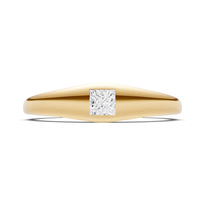 Princess Cut Gemstone Inlaid Mini Signet Ring