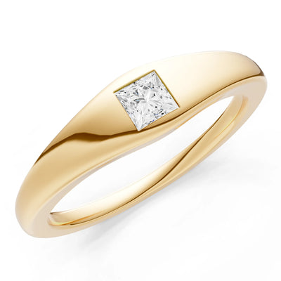 Princess Cut Gemstone Inlaid Mini Signet Ring