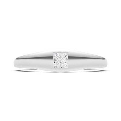 Princess Cut Gemstone Inlaid Mini Signet Ring