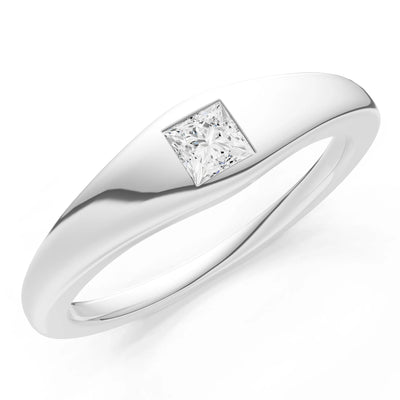Princess Cut Gemstone Inlaid Mini Signet Ring