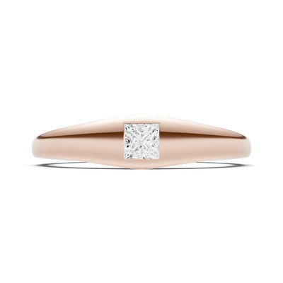 Princess Cut Gemstone Inlaid Mini Signet Ring
