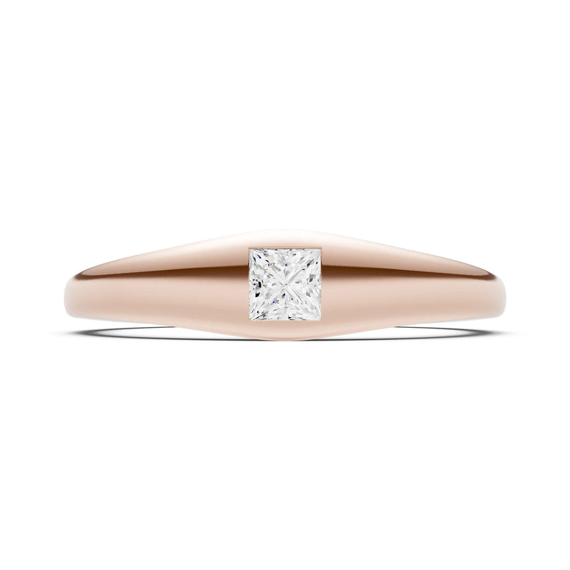 Princess Cut Gemstone Inlaid Mini Signet Ring