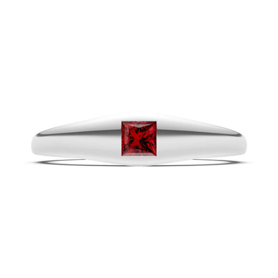 Princess Cut Gemstone Inlaid Mini Signet Ring