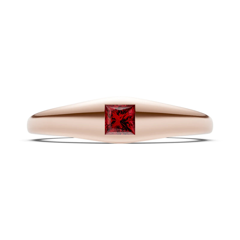 Princess Cut Gemstone Inlaid Mini Signet Ring