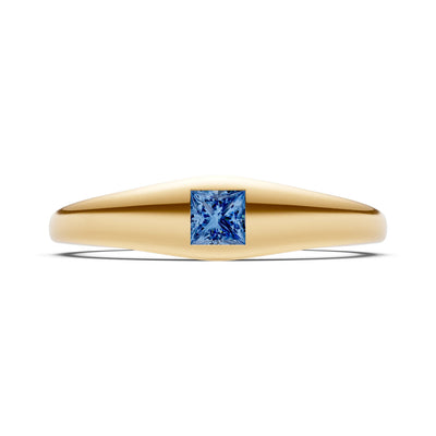 Princess Cut Gemstone Inlaid Mini Signet Ring