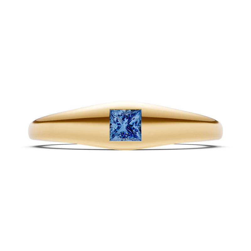 Princess Cut Gemstone Inlaid Mini Signet Ring
