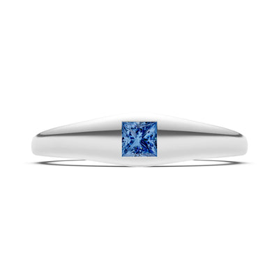 Princess Cut Gemstone Inlaid Mini Signet Ring