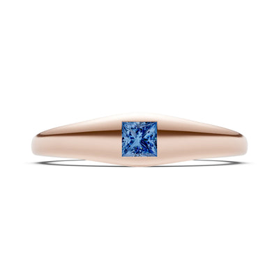 Princess Cut Gemstone Inlaid Mini Signet Ring