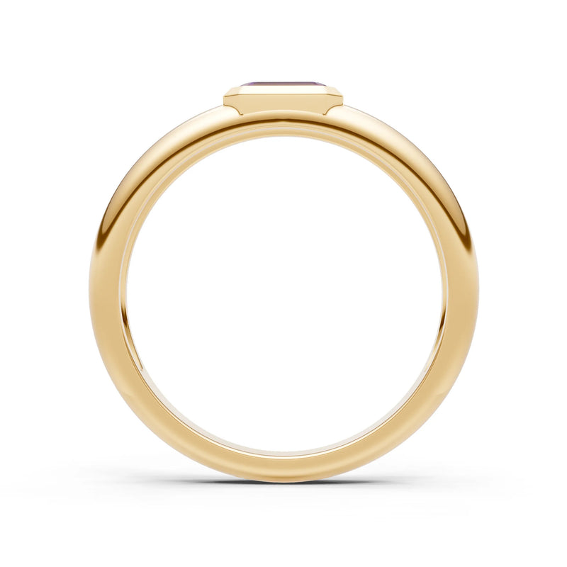 Emerald Cut Gemstone Bezel Set Signet
