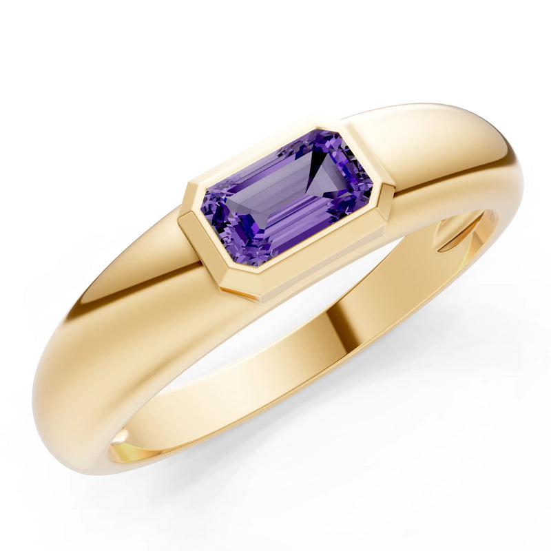 Emerald Cut Gemstone Bezel Set Signet