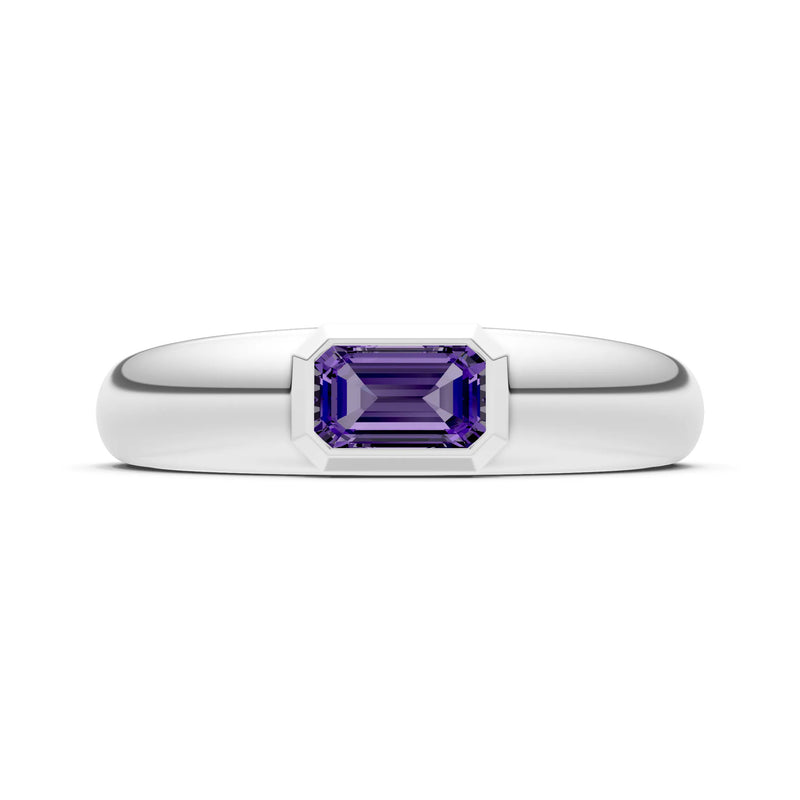 Emerald Cut Gemstone Bezel Set Signet