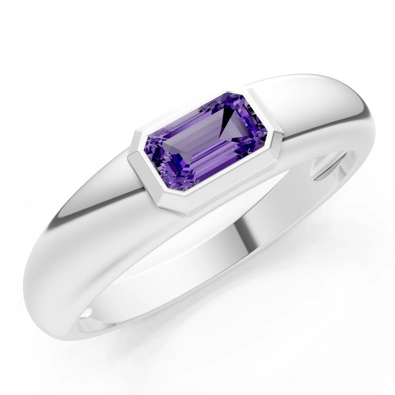 Emerald Cut Gemstone Bezel Set Signet