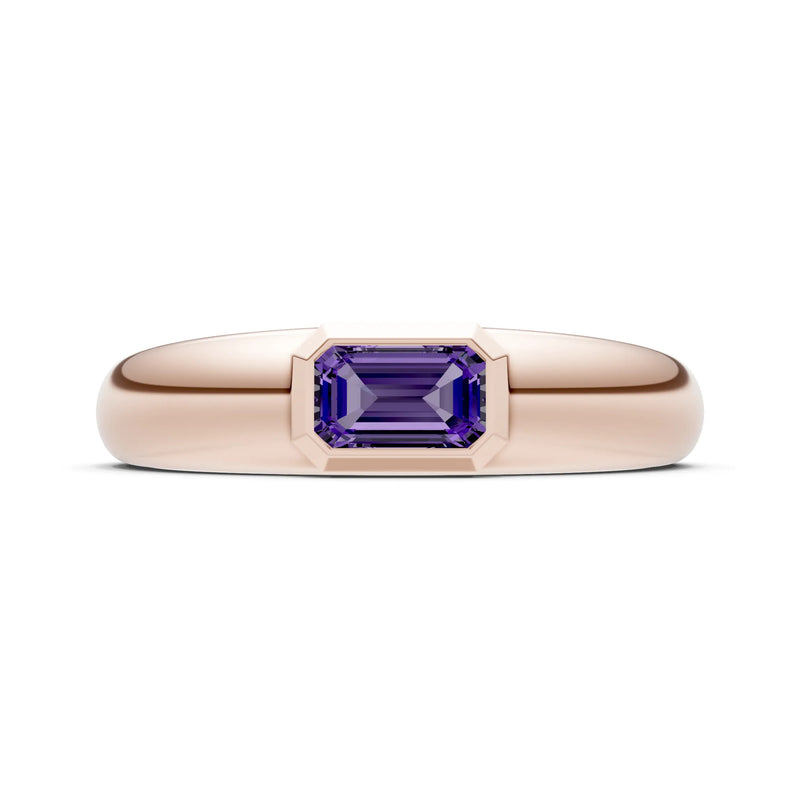 Emerald Cut Gemstone Bezel Set Signet
