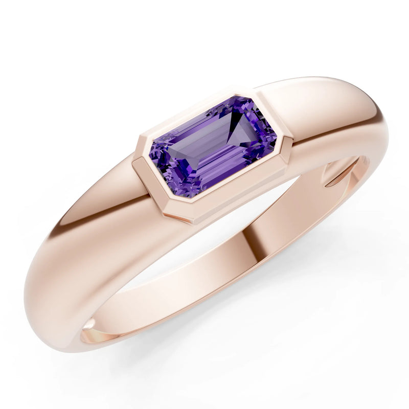 Emerald Cut Gemstone Bezel Set Signet