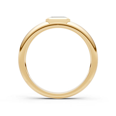 Emerald Cut Gemstone Bezel Set Signet