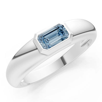 Emerald Cut Gemstone Bezel Set Signet