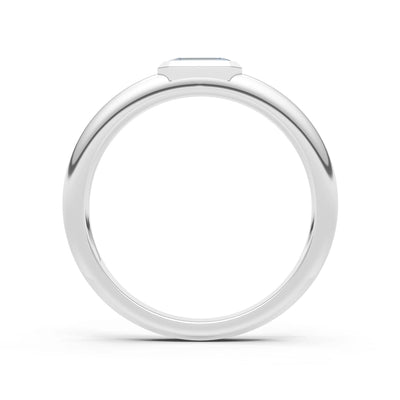 Aquamarine Bezel Set Emerald Cut Signet Ring