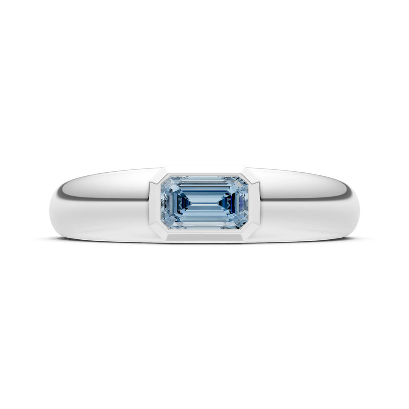 Aquamarine Bezel Set Emerald Cut Signet Ring