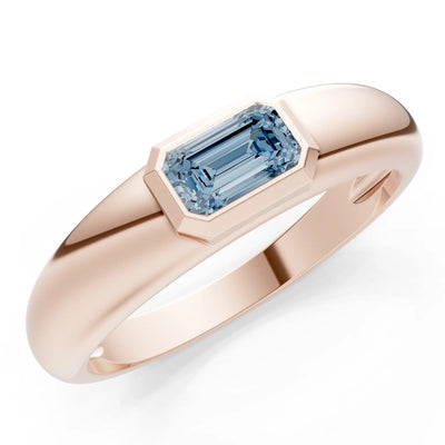 Emerald Cut Gemstone Bezel Set Signet
