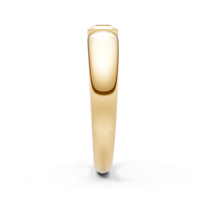 Citrine Bezel Set Emerald Cut Signet Ring