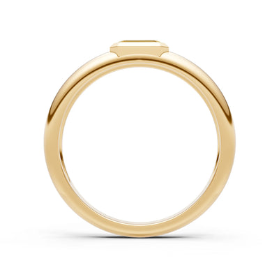 Emerald Cut Gemstone Bezel Set Signet