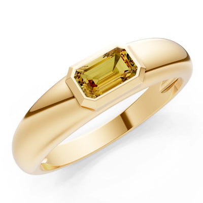 Emerald Cut Gemstone Bezel Set Signet