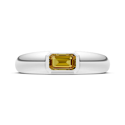Emerald Cut Gemstone Bezel Set Signet