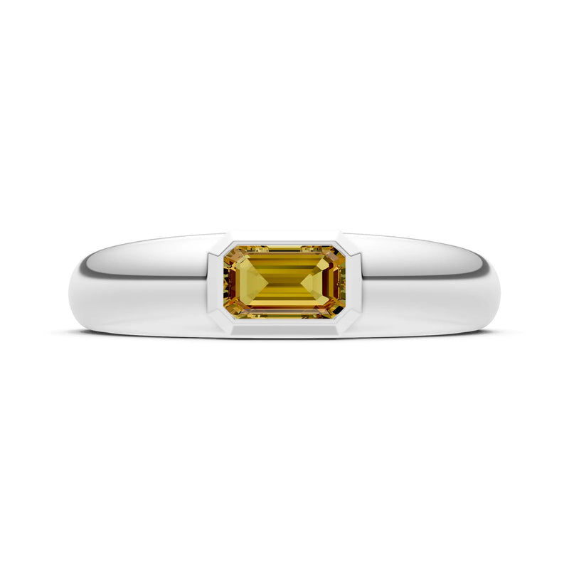 Emerald Cut Gemstone Bezel Set Signet