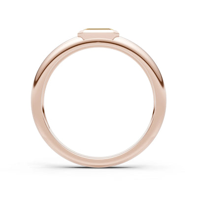 Emerald Cut Gemstone Bezel Set Signet