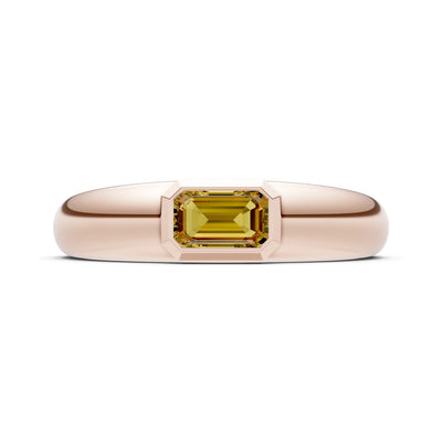 Emerald Cut Gemstone Bezel Set Signet