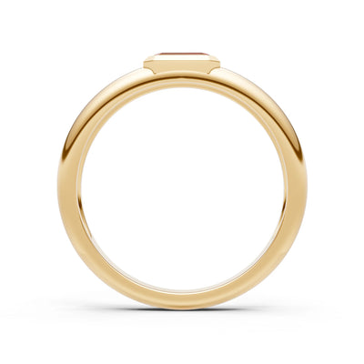 Emerald Cut Gemstone Bezel Set Signet