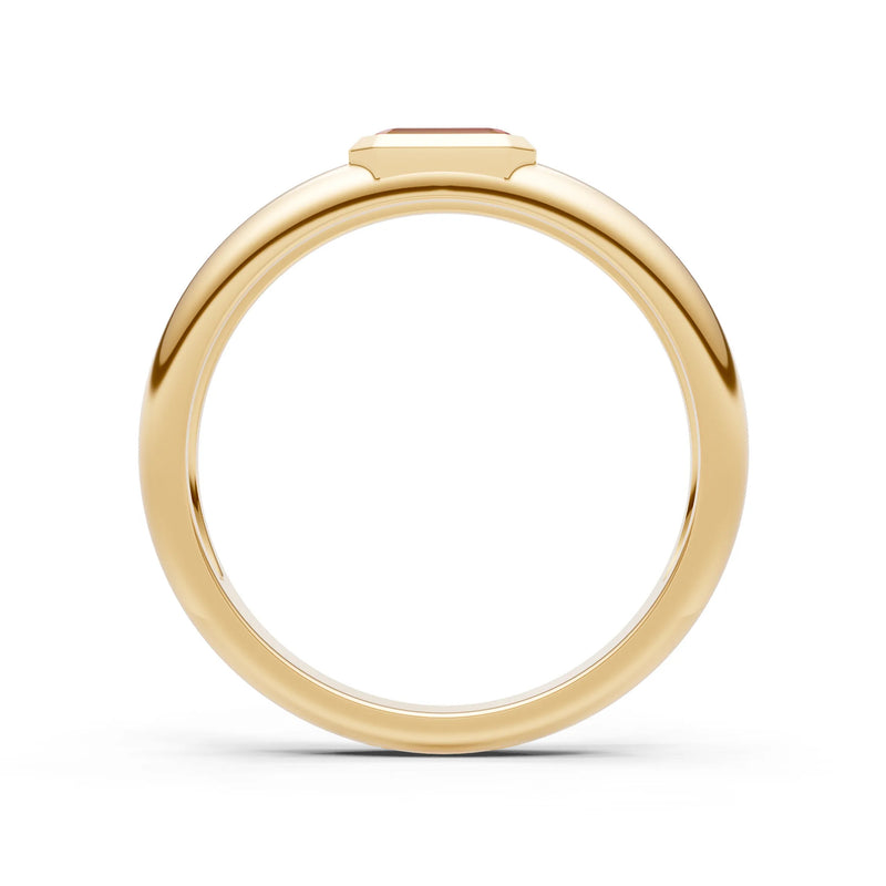 Emerald Cut Gemstone Bezel Set Signet