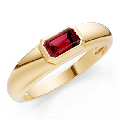 Emerald Cut Gemstone Bezel Set Signet