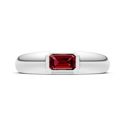 Emerald Cut Gemstone Bezel Set Signet