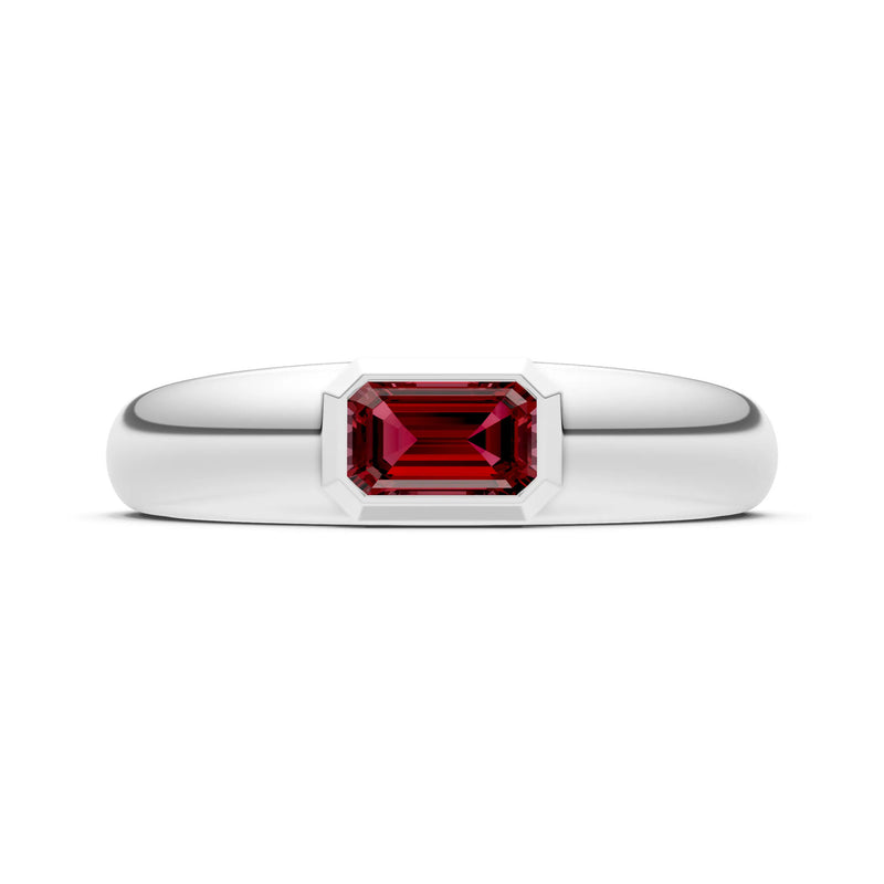 Emerald Cut Gemstone Bezel Set Signet