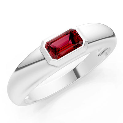 Emerald Cut Gemstone Bezel Set Signet