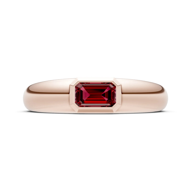 Garnet Bezel Set Emerald Cut Signet Ring
