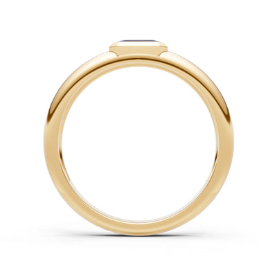 Emerald Cut Gemstone Bezel Set Signet