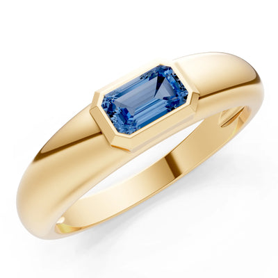 Emerald Cut Gemstone Bezel Set Signet
