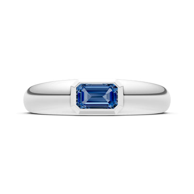 London Blue Topaz Bezel Set Emerald Cut Signet Ring