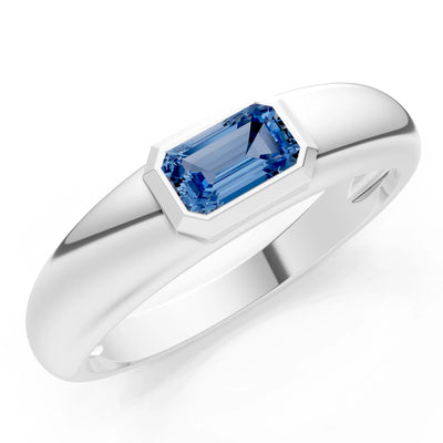 Emerald Cut Gemstone Bezel Set Signet