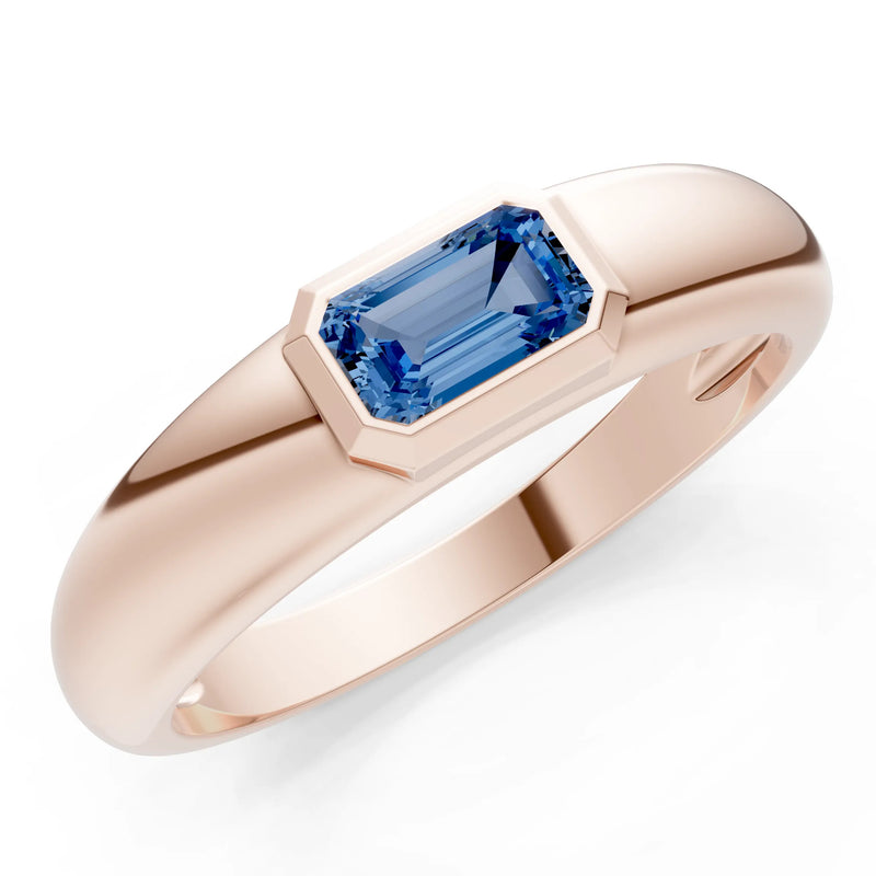Emerald Cut Gemstone Bezel Set Signet