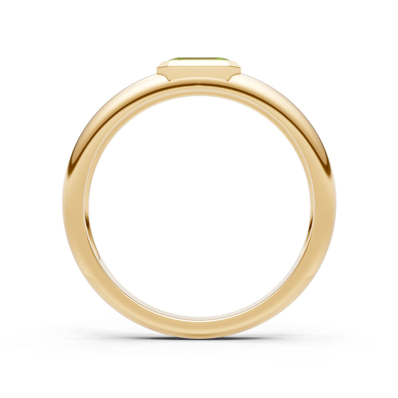 Emerald Cut Gemstone Bezel Set Signet