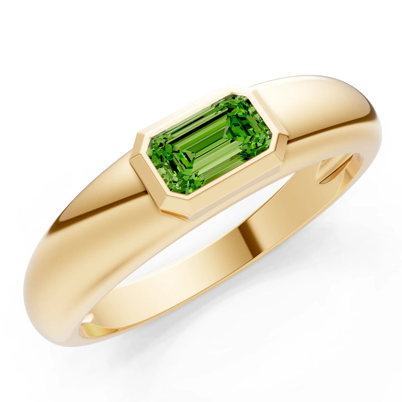 Emerald Cut Gemstone Bezel Set Signet