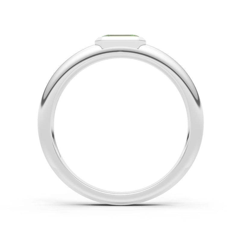 Emerald Cut Gemstone Bezel Set Signet