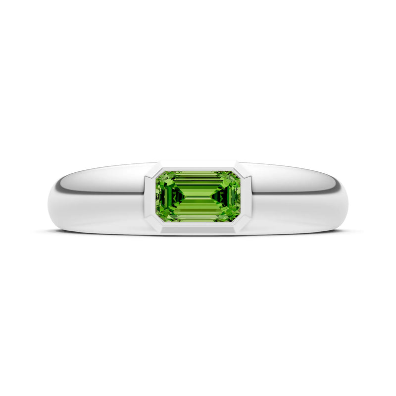 Emerald Cut Gemstone Bezel Set Signet