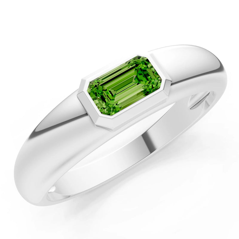 Emerald Cut Gemstone Bezel Set Signet
